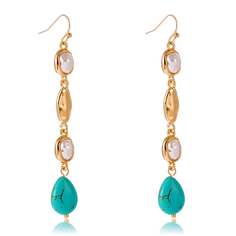 New Liv Oliver Turquoise & Pearl Drop Earrings